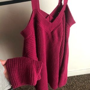 Magenta Off The Shoulder Sweater